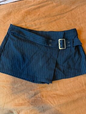 Free People Pinstripe Belted Mini Skort